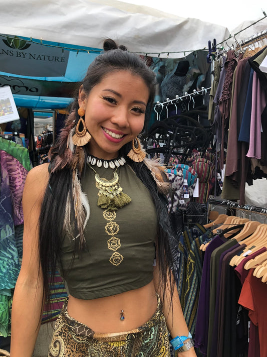 Halter top, Sexy open back top, Yoga halter top, Active wear, Festival top women, Boho top women, hippie top, Sacred symbols yoga top